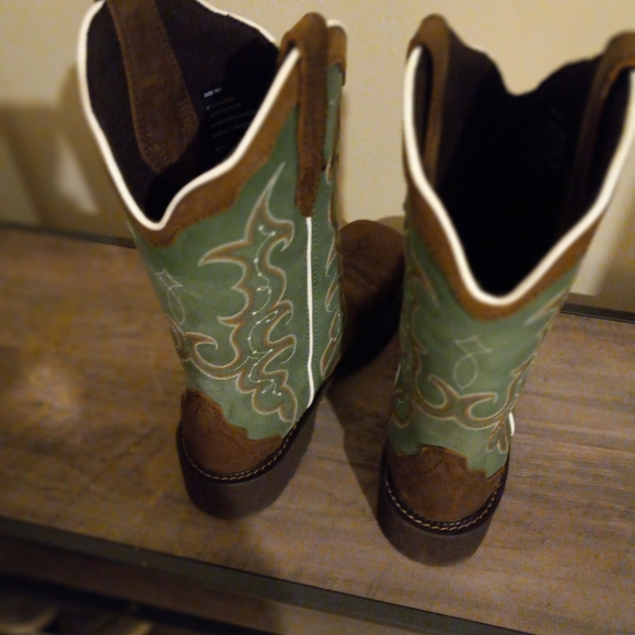 COWBOY TURQUOISE PRINT JUSTIN BOOTS - Picture 7 of 10